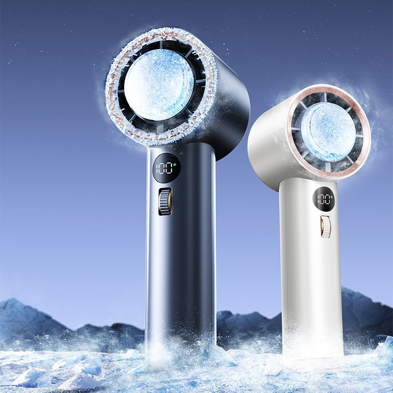 MOZPOP HANDHELD FAN M70- Refrigeration Output:1-101 Speed Scroll Wheel, ABS Body, Digital Display, 3600mAh- Portable Fan For Travel Outdoor, Gifts (White / Black)